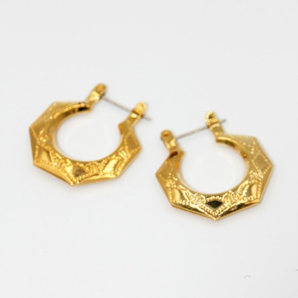Gold Colored Hoop Earrings - Picture 3 of 3